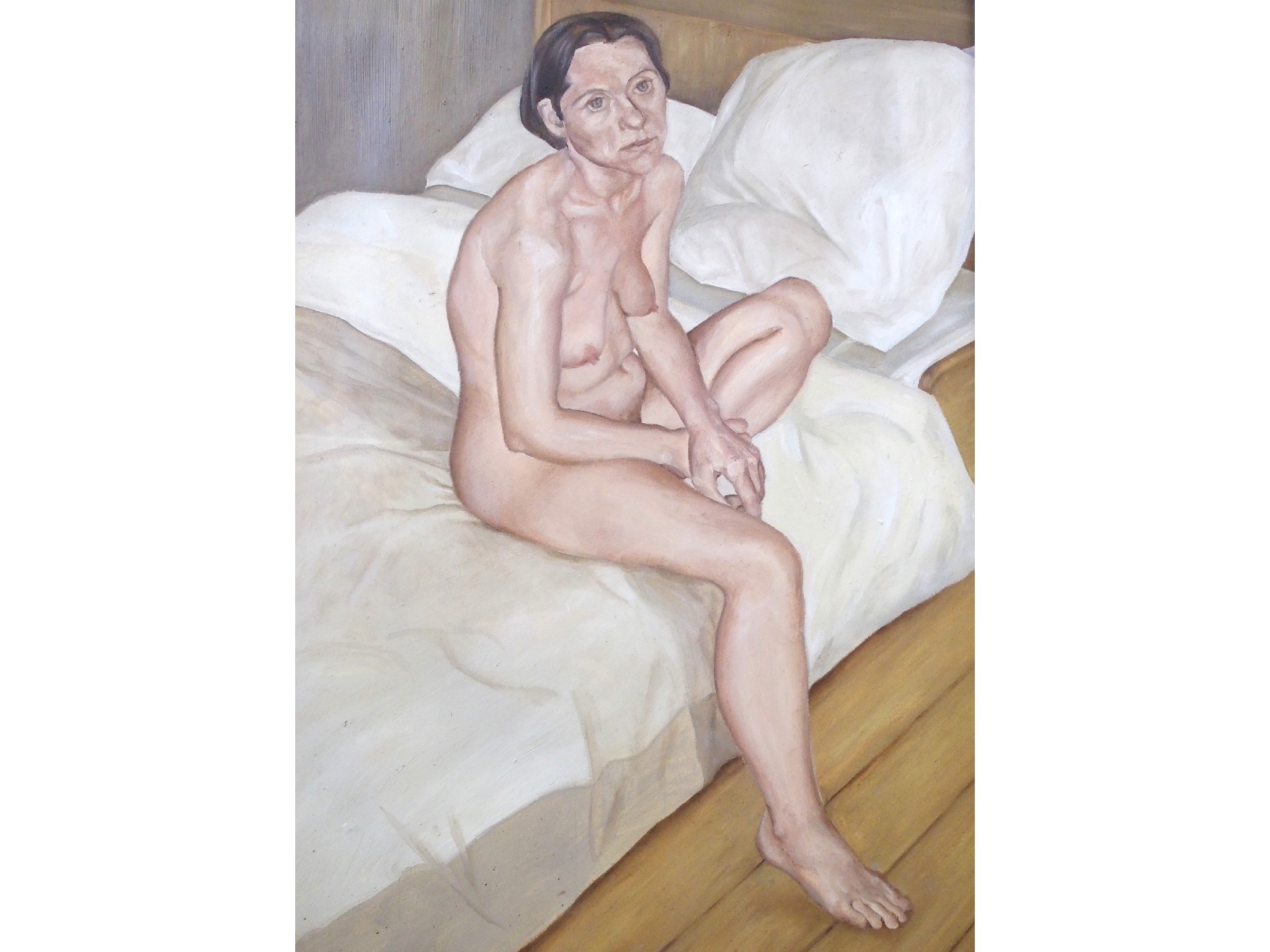 Appraisal: ANGELA REILLY Scottish b NUDE ON A BEDOil on paper