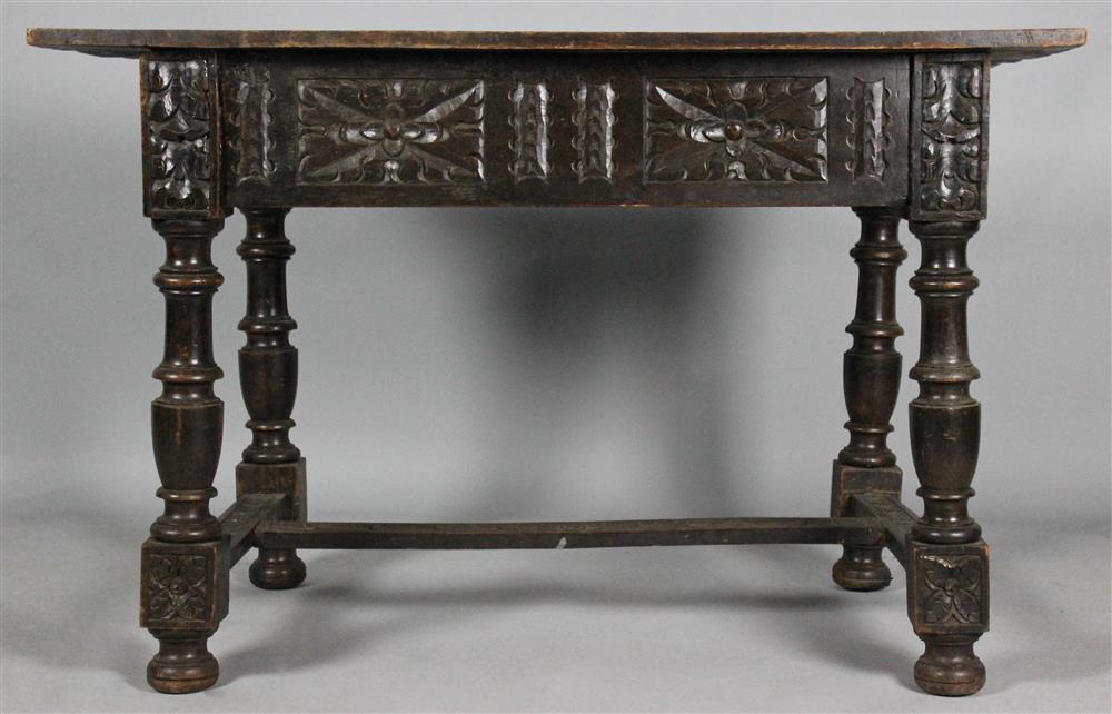 Appraisal: CONTINENTAL BAROQUE STYLE CARVED WALNUT CENTER TABLE circa the rectangular