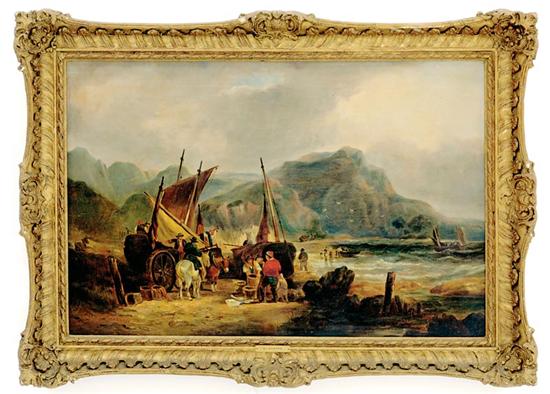 Appraisal: William Shayer after British - FISHERMEN BY THE SHORE oil