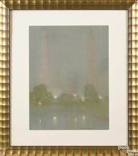 Appraisal: Johann Berthelsen American - pastel nocturne cityscape signed lower right