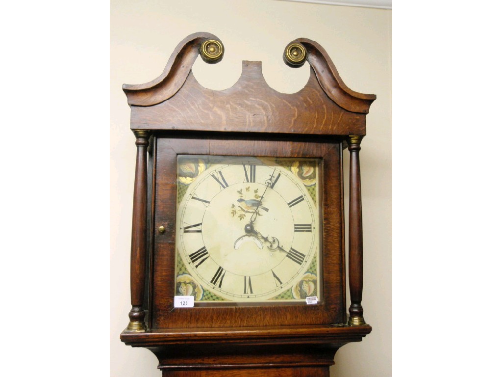 Appraisal: A George III oak long cased clock with swan neck