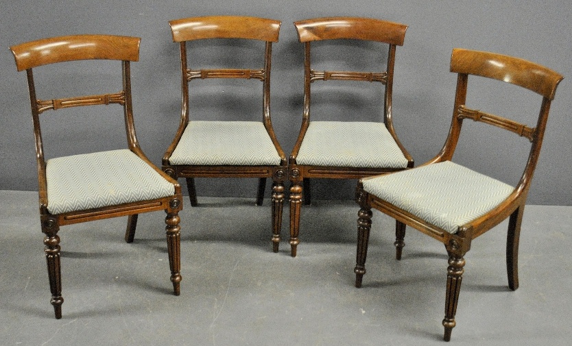 Appraisal: - Set of four English mahogany side chairs c h