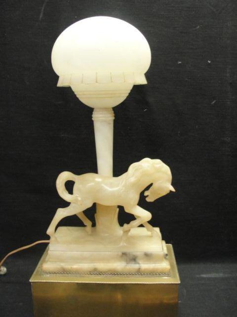 Appraisal: Alabaster Lamp on a Gilt Metal Base From a Yonkers