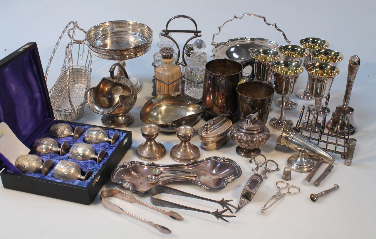 Appraisal: Various silver plate to include a Danish bonbon dish with