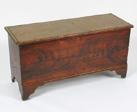 Appraisal: Antique mixed wood blanket box trunk chest with bracket feet