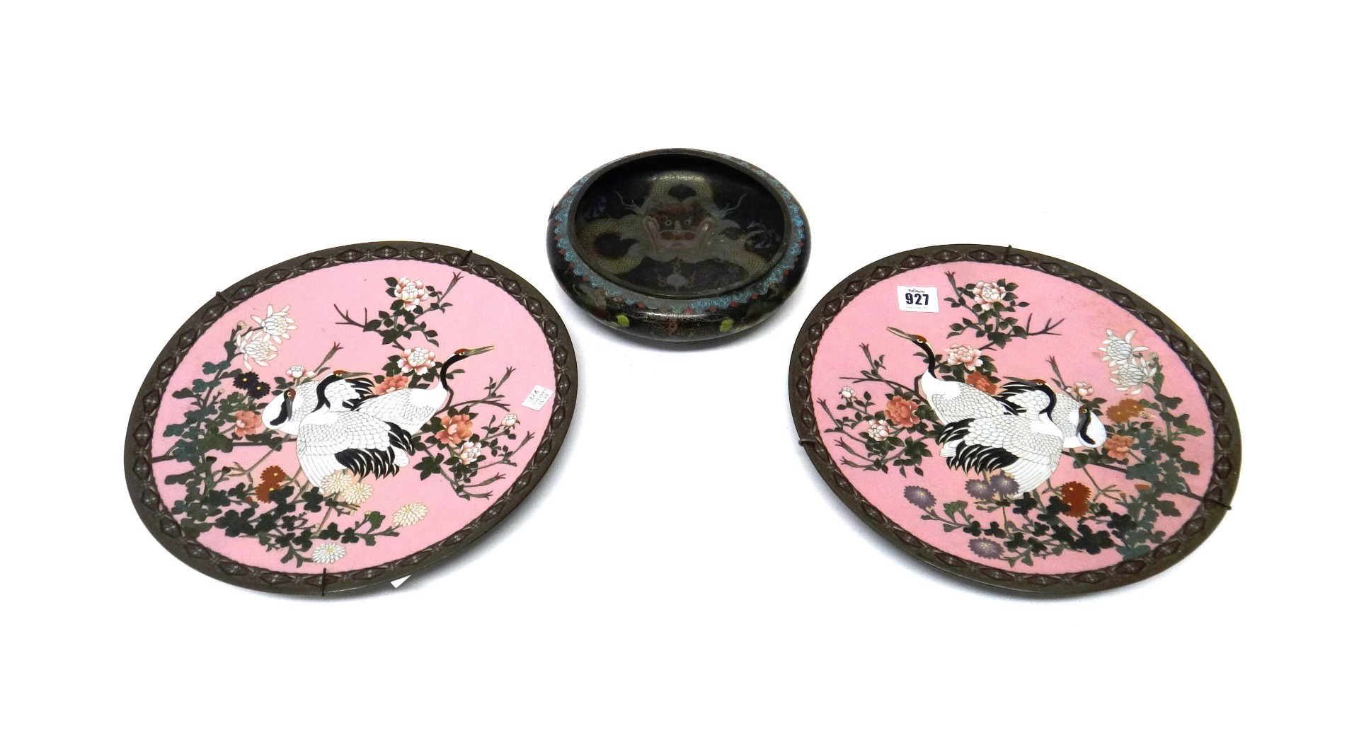 Appraisal: A pair of Japanese cloisonn plates Meiji period each decorated