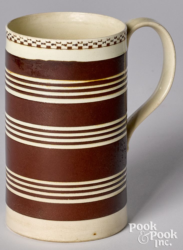 Appraisal: Mocha mug Mocha mug with brown bands h Provenance A