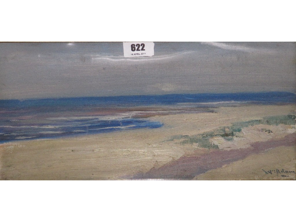 Appraisal: Oil on board beach scene indistinctly signed lower right