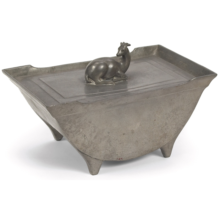 Appraisal: Just Andersen covered box pewter footed form with curved sides