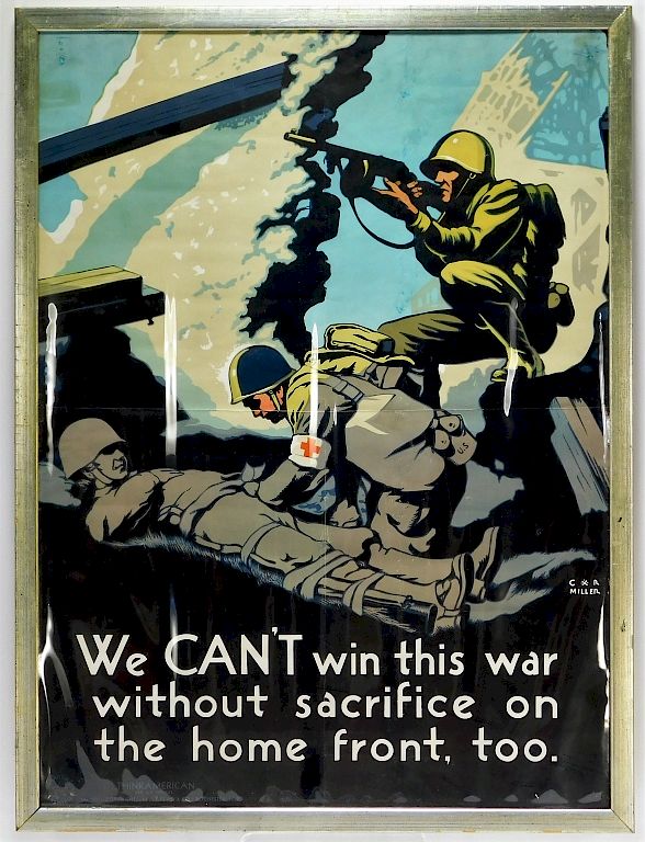 Appraisal: Chester Raymond Miller WWII Sacrifice Poster United States Circa Depicting