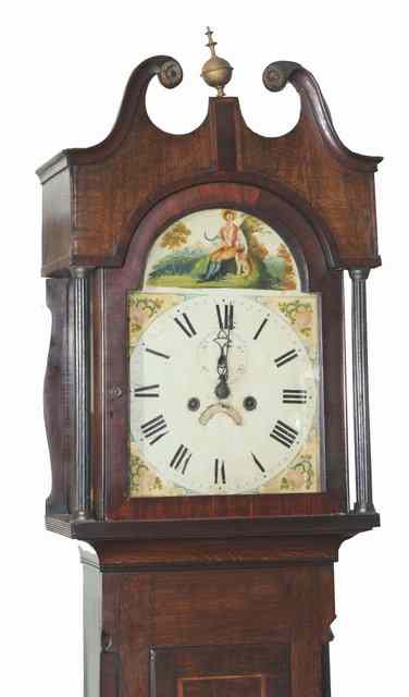 Appraisal: A TH CENTURY OAK AND MAHOGANY LONGCASE CLOCK the case