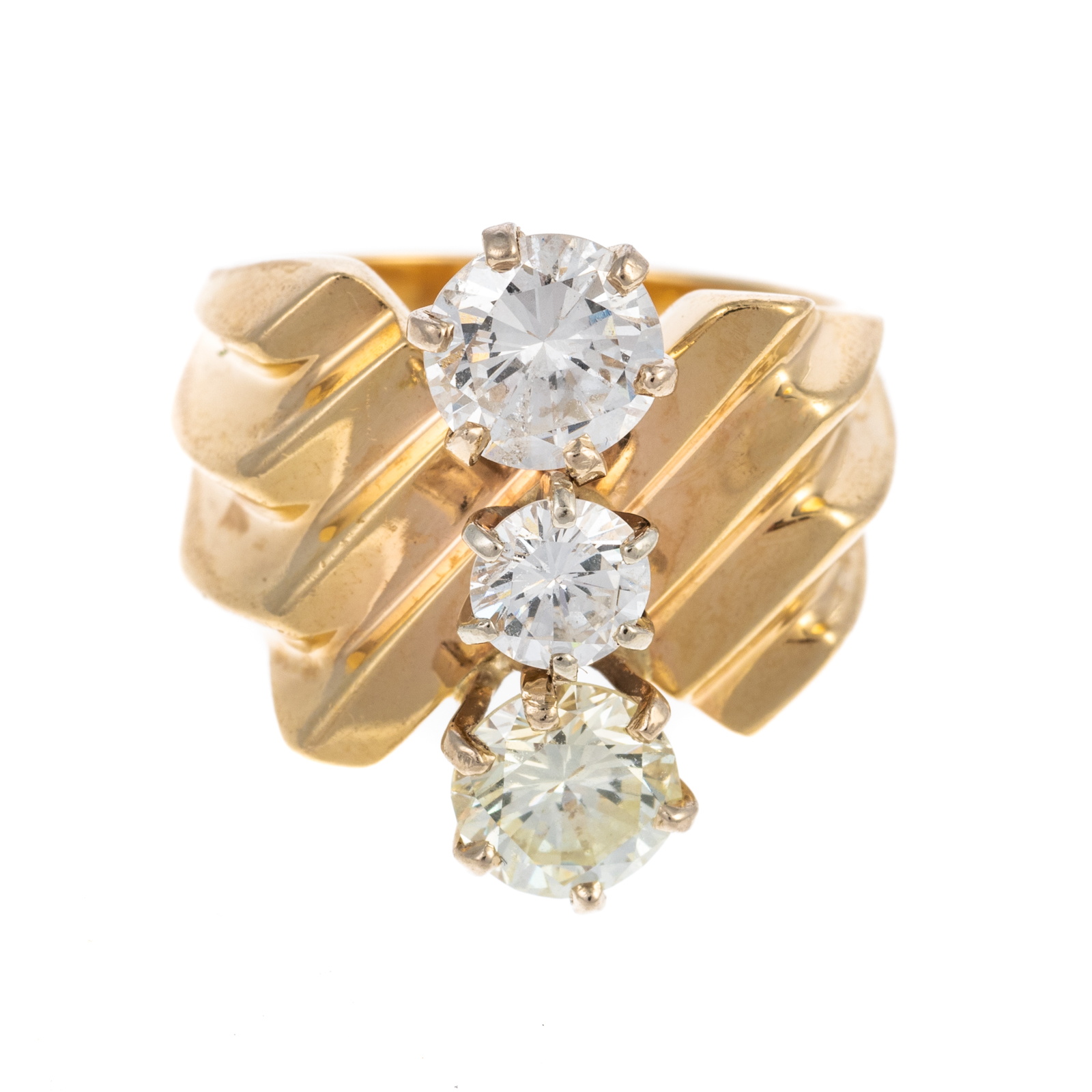 Appraisal: A WIDE CTW DIAMOND RING IN K K yellow gold