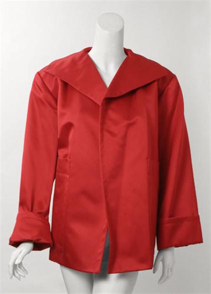 Appraisal: Yves Saint Laurent red satin evening jacket s- s Oversized