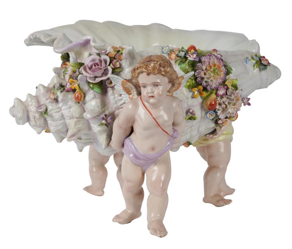 Appraisal: DRESDEN-STYLE PORCELAIN FIGURAL JARDINIEREunmarked Provenance The Estate of Henry and