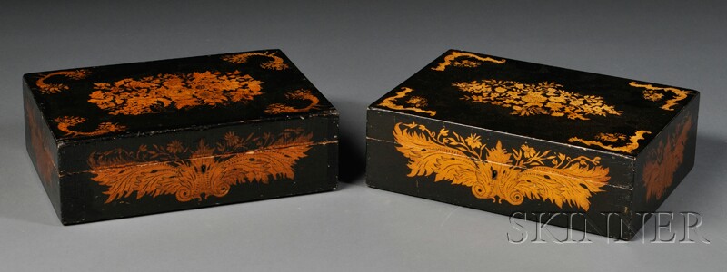 Appraisal: Two Penwork-decorated Pine Boxes by Emily Ruth Cossitt - Claremont