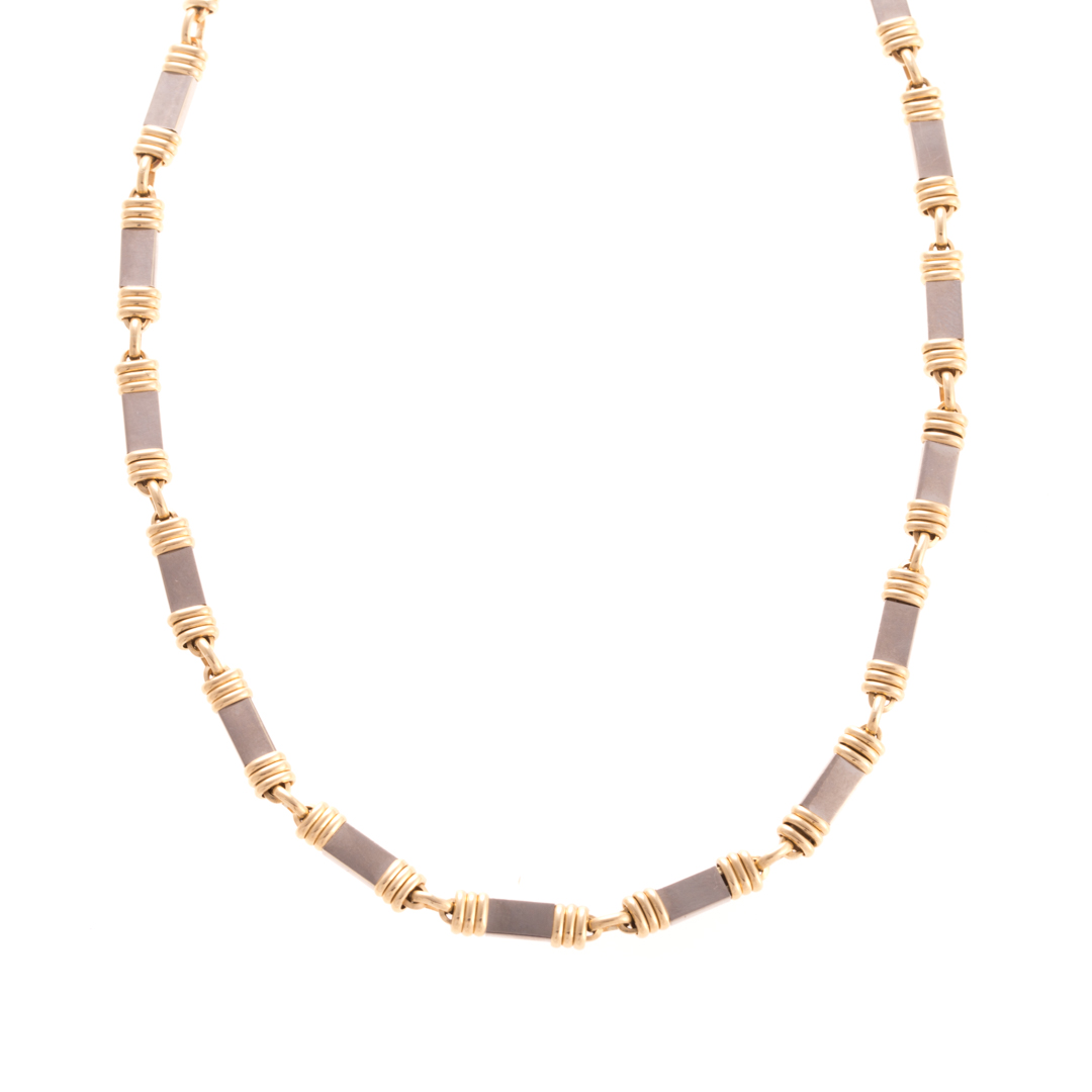 Appraisal: An K Gold -Tone Necklace K yellow and white gold