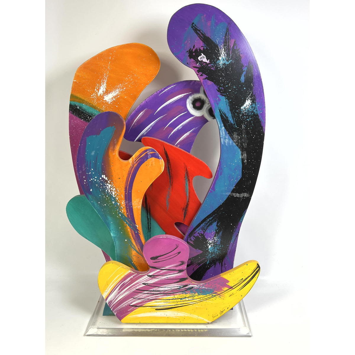 Appraisal: Signed and dated Abstract Painted Modern Sculpture Dimensions H inches