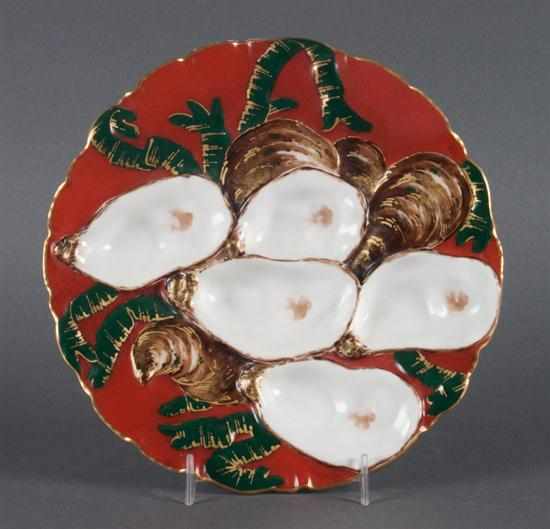 Appraisal: Limoges painted porcelain oyster plate in the ''Turkey'' pattern fourth