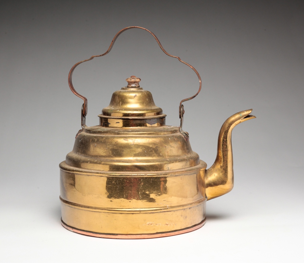 Appraisal: BRASS TEA KETTLE SIGNED HOLCOMB American or English signed and