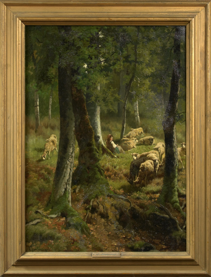 Appraisal: Jacques Janssens Flemish -ca Sheep in a Wooded Landscape oil