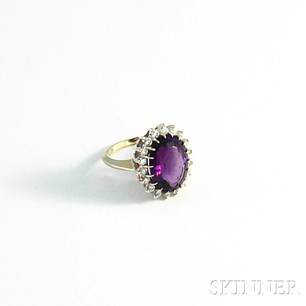 Appraisal: kt White Gold Amethyst and Diamond Ring size Estimate -