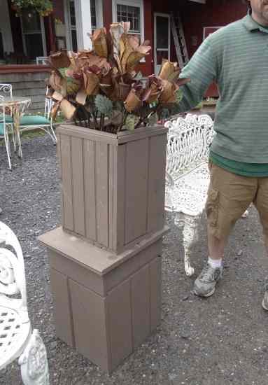 Appraisal: Lot various folky metal flowers in custom planter