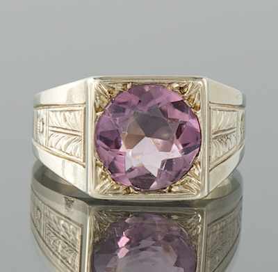 Appraisal: An Art Deco Gold and Amethyst Ring k white gold