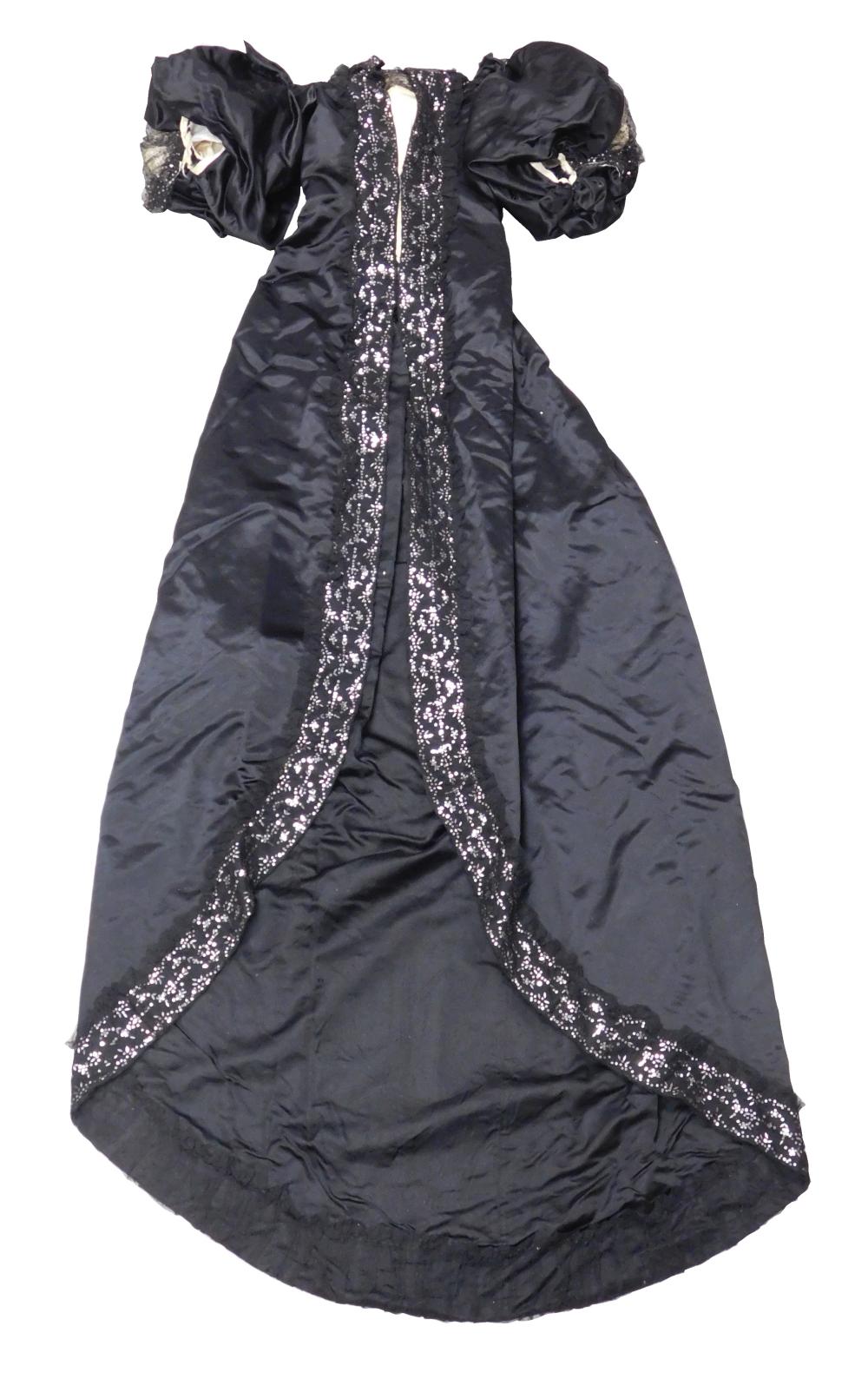 Appraisal: House of Worth black satin overgown c 's museum provenance