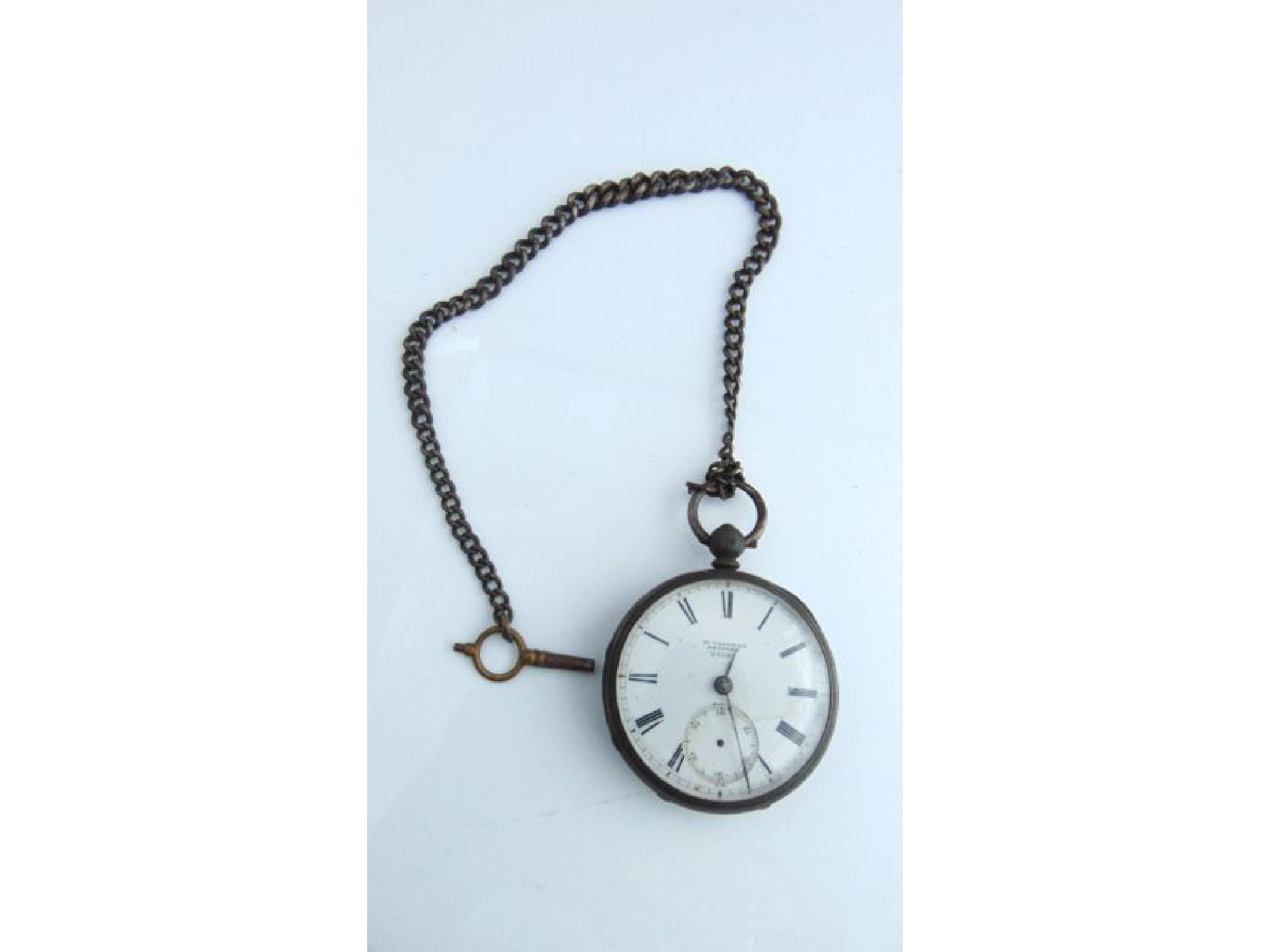 Appraisal: An English silver open-faced pocket watch London the white enamelled