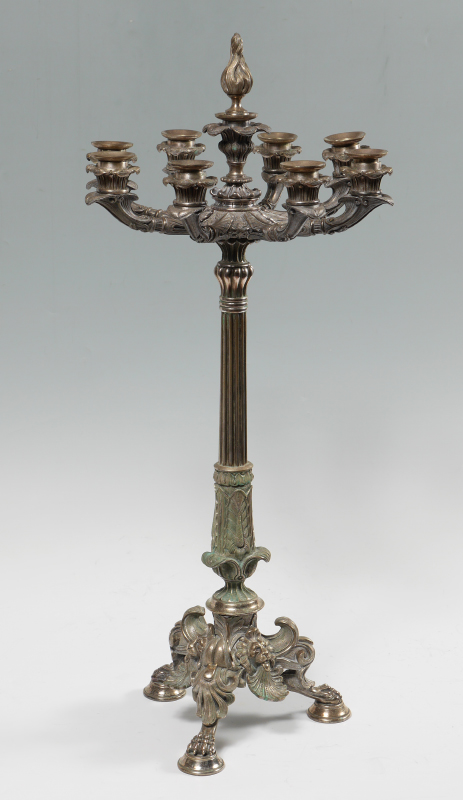 Appraisal: CONTINENTAL SILVERPLATE LIGHT CANDELABRUM Heavy ornately cast in the rococo