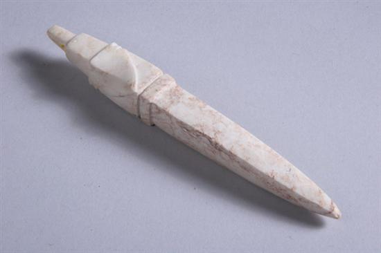 Appraisal: CHINESE CALCIFIED JADE FISHNET TOOL Circa B C - in