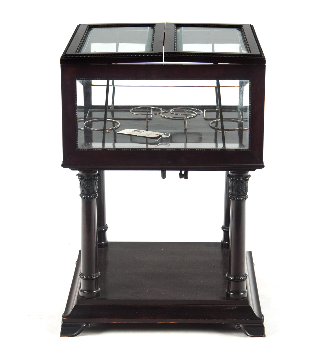 Appraisal: Classical style mahogany and glass liquor stand circa s with