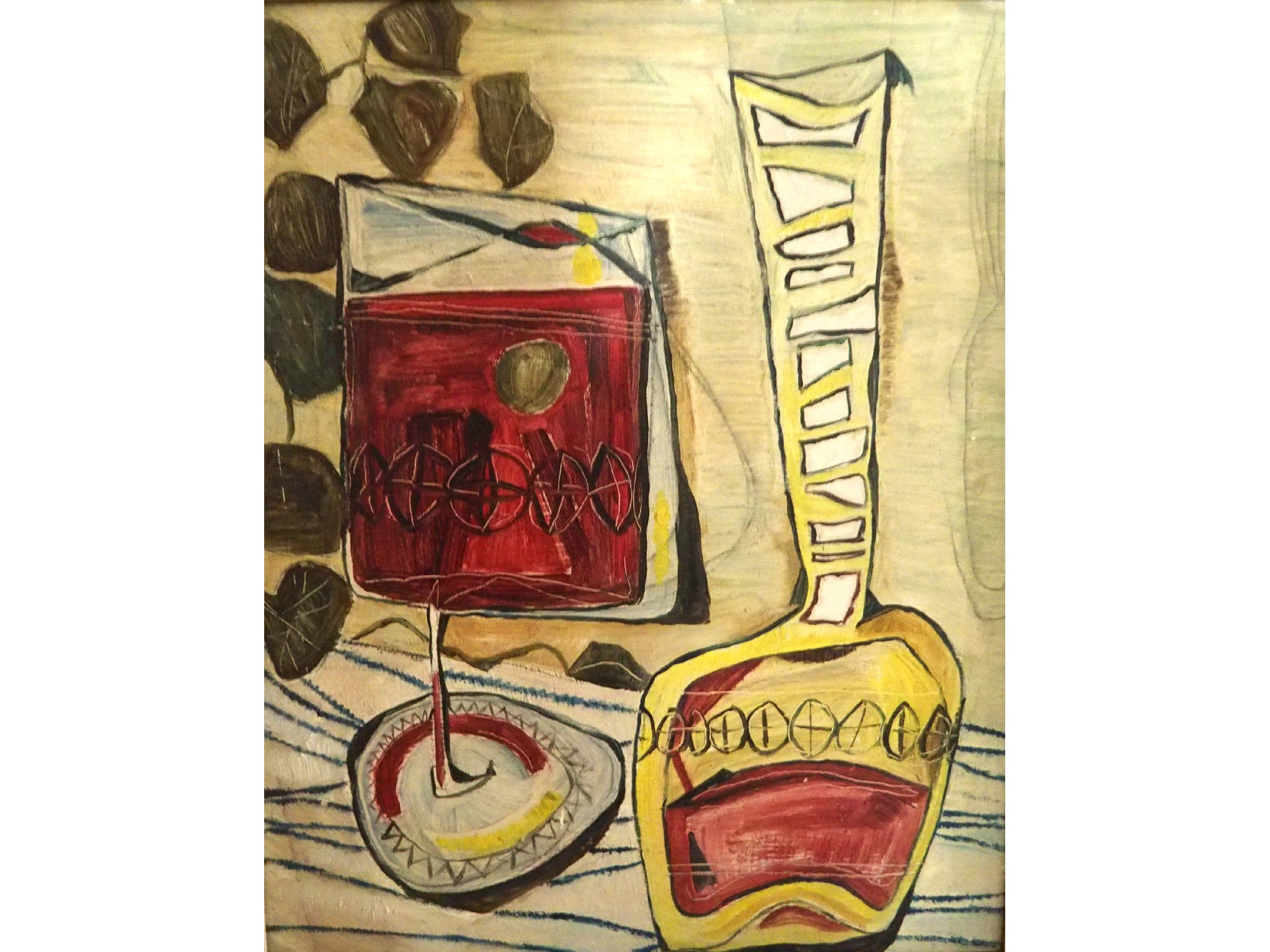 Appraisal: SCOTTISH SCHOOL th Century Abstract still life oil on board