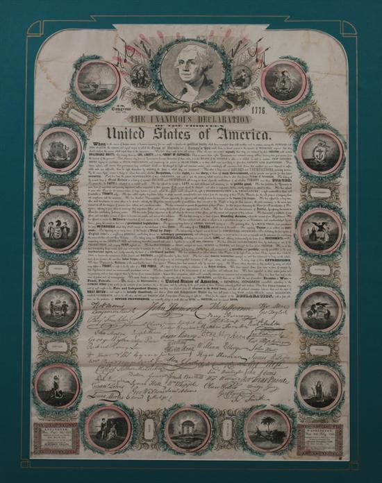 Appraisal: TWO FRAMED REPRODUCTIONS OF THE DECLARATION OF INDEPENDENCE - Various