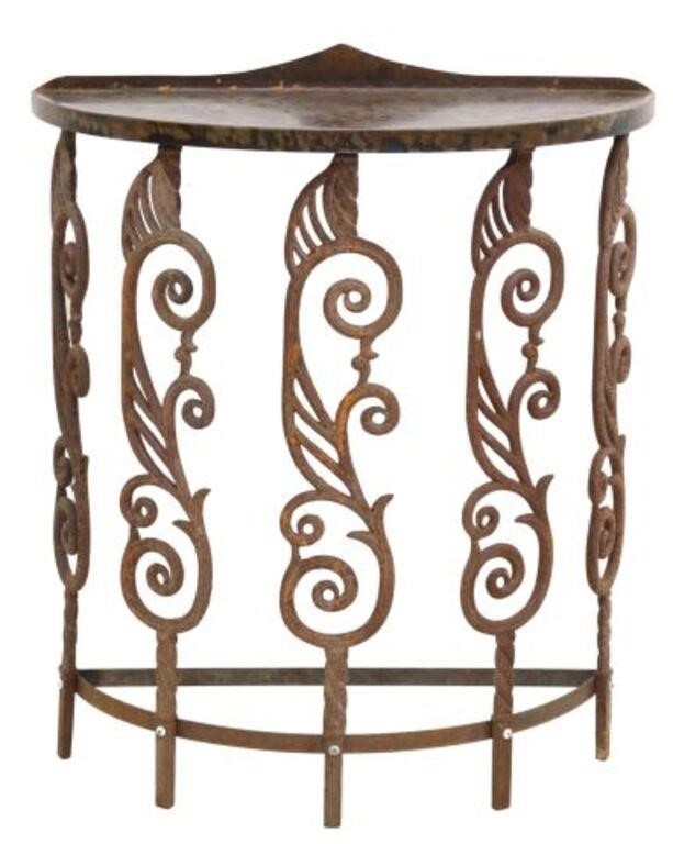 Appraisal: Art Deco style patinated copper and iron console table in