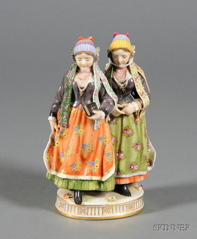 Appraisal: Schierholz Porcelain Figure of Two Young Girls early th century