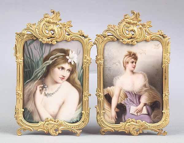 Appraisal: Two Continental Porcelain Plaques Depicting Beauties late th c in