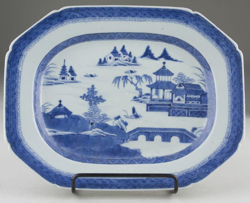 Appraisal: Chinese Export Porcelain Canton Platter late th c river scene