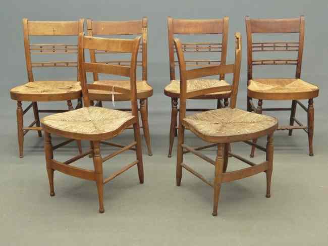 Appraisal: Set of six Sheraton rush seat chairs and two as