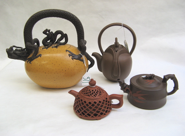 Appraisal: COLLECTION OF FOUR CHINESE TEAPOTS most are by Yixing Includes