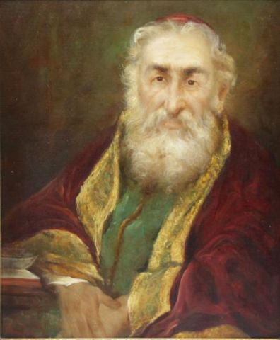 Appraisal: Signed Oil on Canvas Portrait of a Rabbi Signed in