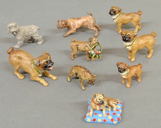 Appraisal: - Nine cold painted bronze dogs some signed Austria largest