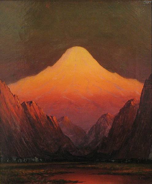 Appraisal: James Everett Stuart - Sunset Glow Mt Tacoma from the