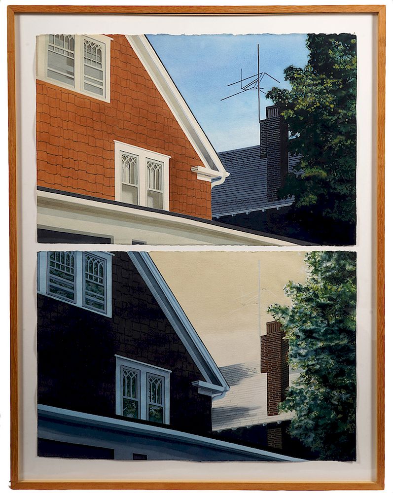 Appraisal: Leigh Behnke 'Rooftops' W C Paintings Leigh Behnke American -