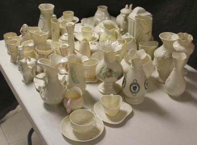 Appraisal: BELLEEK Very Large Lot of Assorted Pieces Most with brown