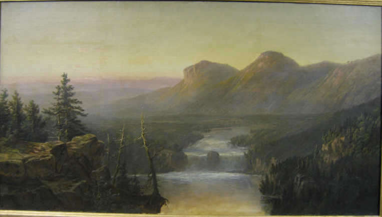 Appraisal: AMERICAN SCHOOL TH CENTURY Northwestern American mountain landscape with waterfall