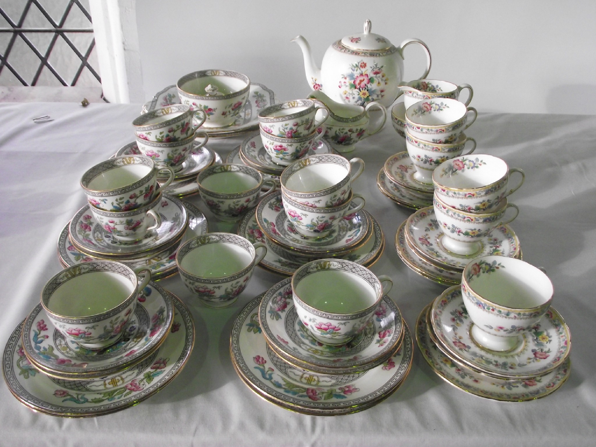 Appraisal: A collection of Foley Ming Rose pattern tea wares comprising