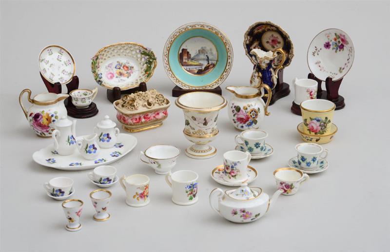 Appraisal: GROUP OF CONTINENTAL MINIATURE PORCELAIN TABLE ARTICLES Including an English