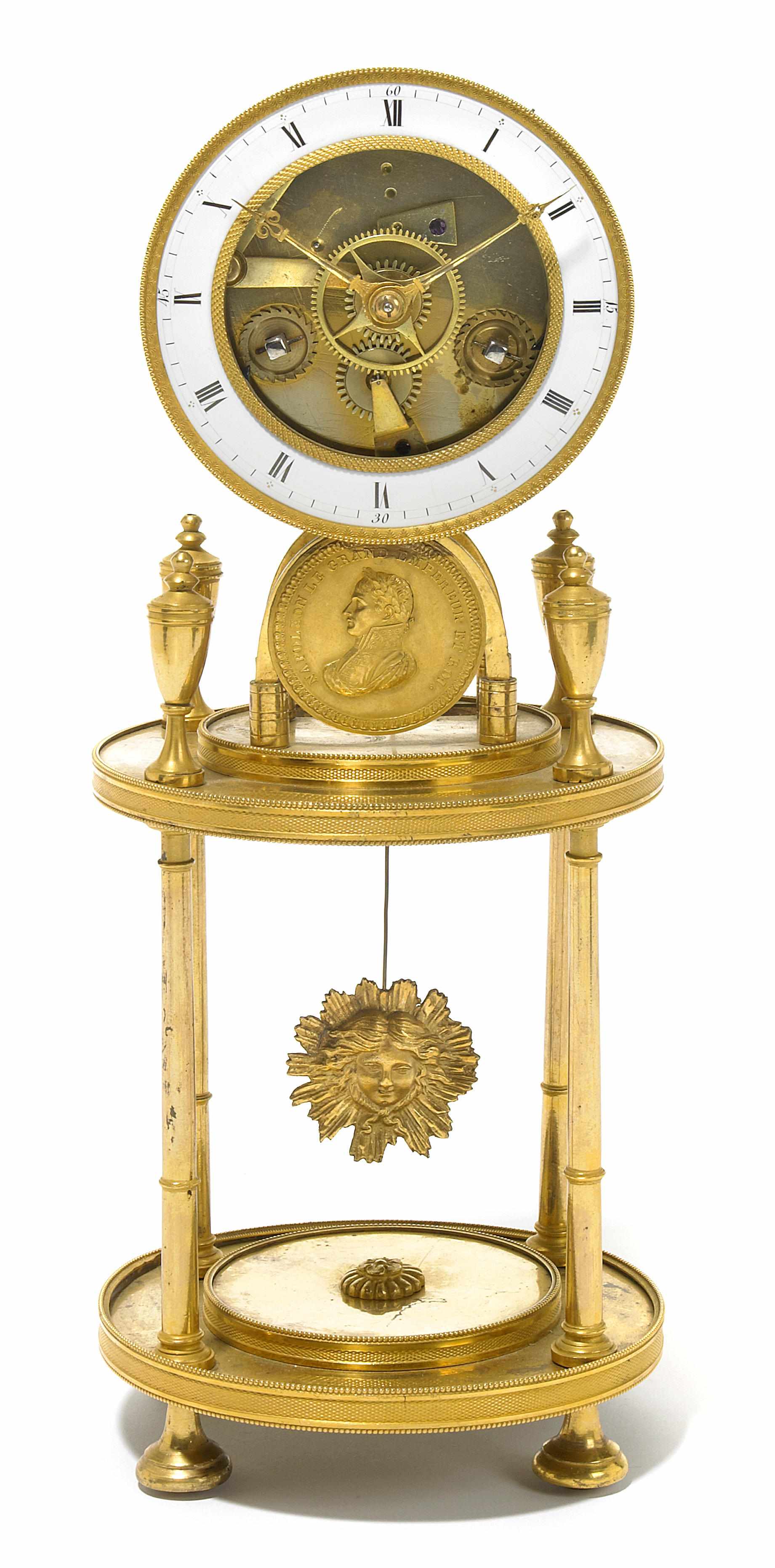 Appraisal: A French gilt bronze mantel clock late th early th