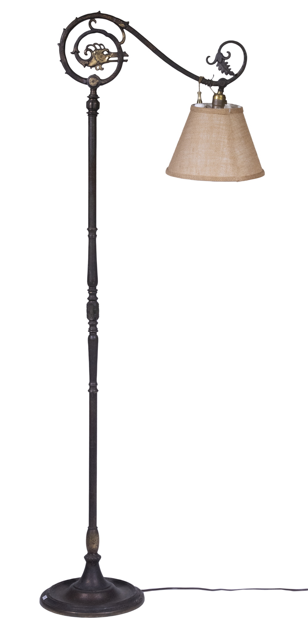 Appraisal: OSCAR BACH IRON AND BRONZE ARM FLOOR LAMP 's Era